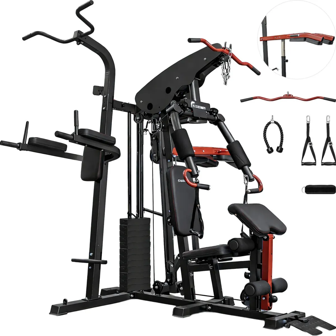 Gimnasio Multiestacion Pierna Multifuncional Gym Domina Scot Negro Naranja Oscuro