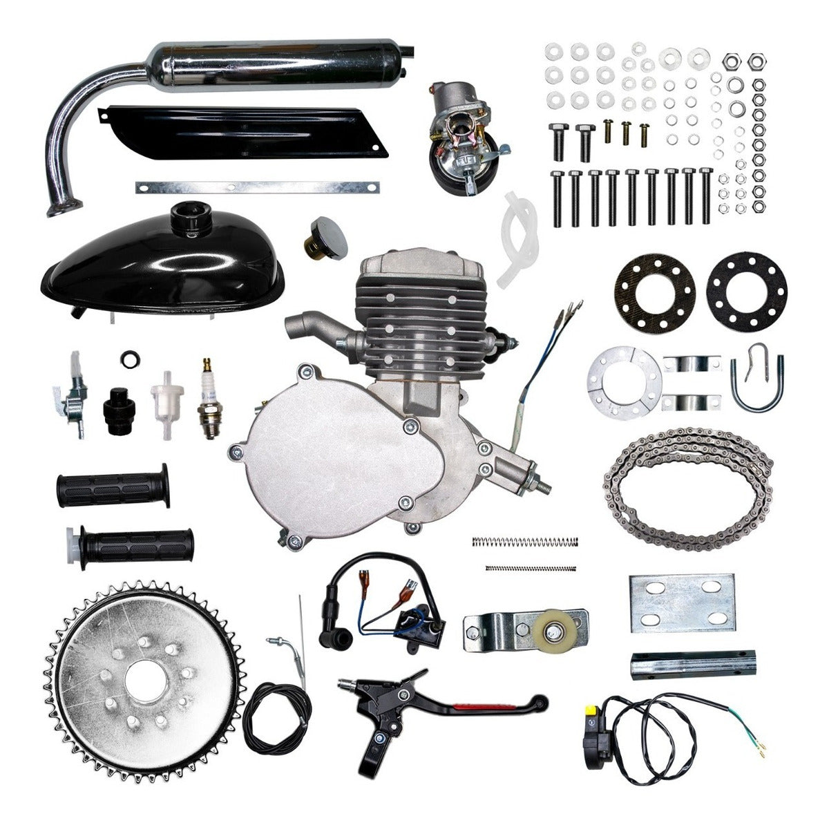 Kit de motor de bicicleta de 100 cc, kit de motor de bicicleta de 2  tiempos, kit de conversión de motor de gasolina, refrigeración por aire,  kit de