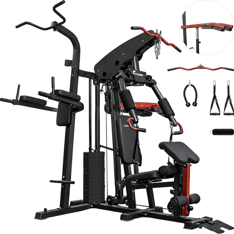 Gimnasio Multiestacion Pierna Multifuncional Gym Domina Scot Negro Naranja Oscuro